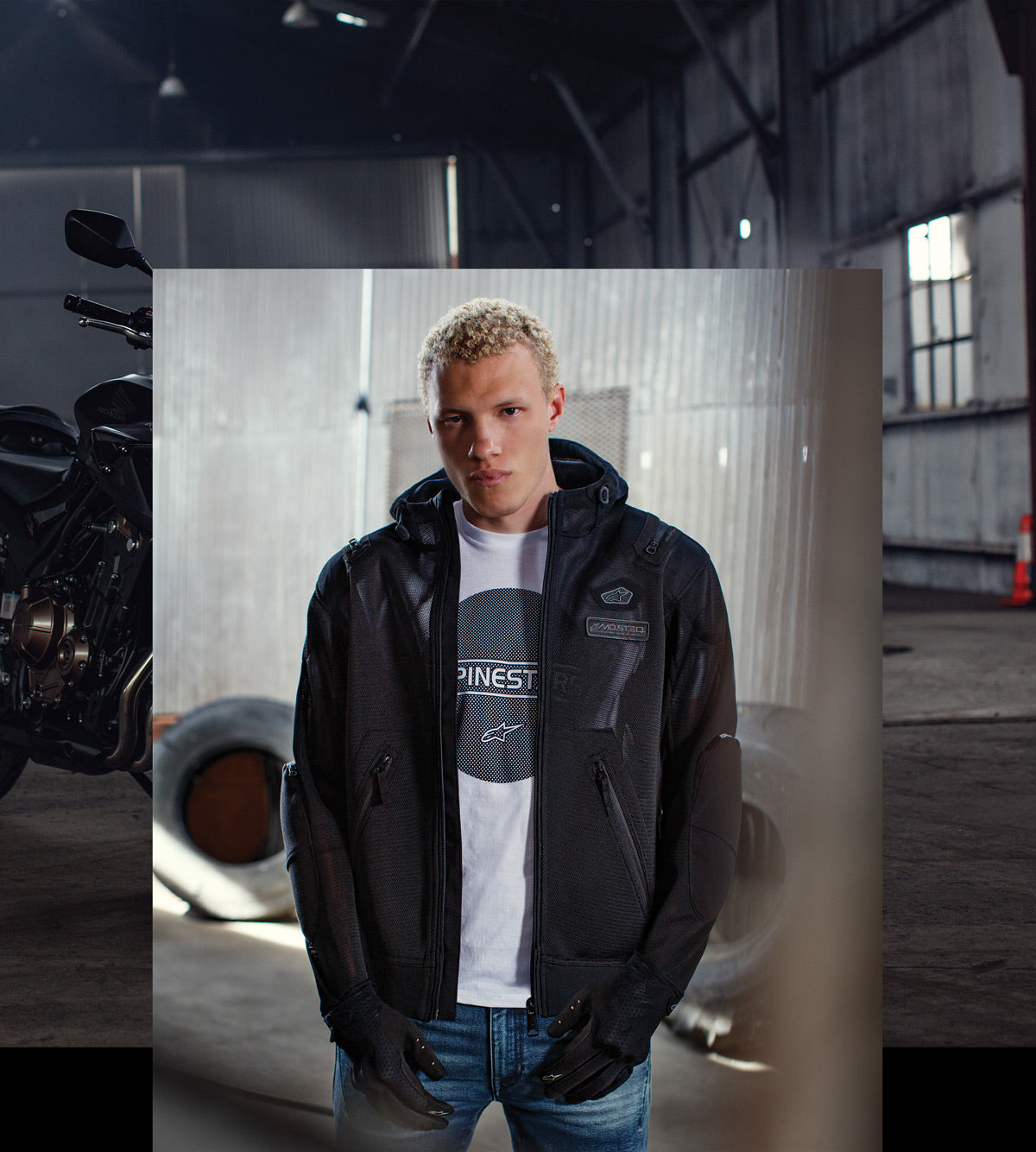 Alpinestars Moflow AirTech メッシュパーカー Moflow Air Tech Hoodie Man - BLACK CONTEMPORARY Jackets