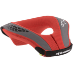 Alpinestars Youth Sequence Neck Roll, Motocross Neck Brace, Red and Gray, featuring red mesh padding with gray accents and a black strap, white branding and logo details, ergonomic protection for young riders